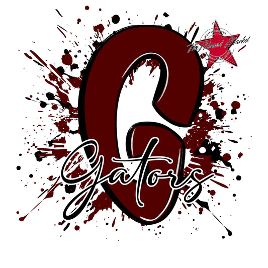 Gators Mascot Splatter-Maroon