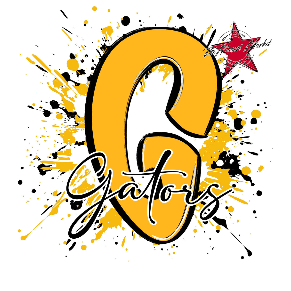 Gators Mascot Splatter-Yellow