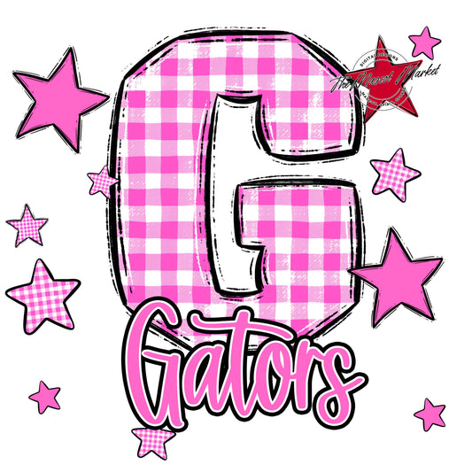 Gators Plaid Star Design-Baby Pink