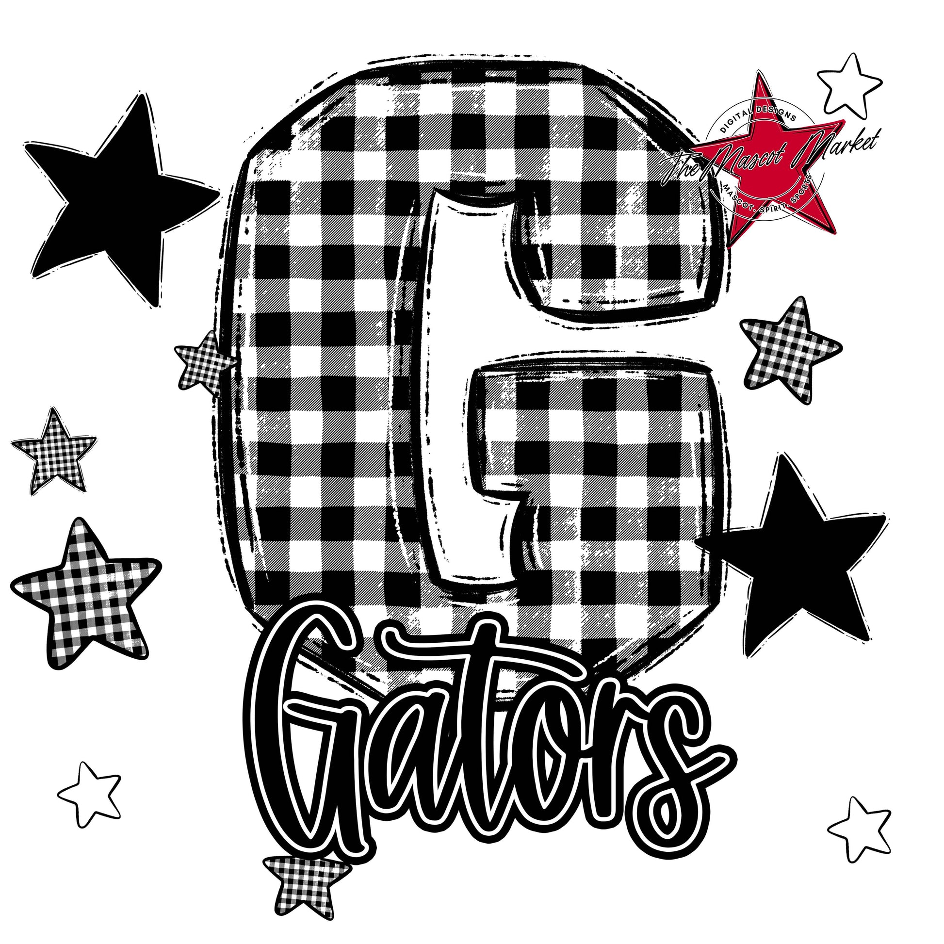 Gators Plaid Star Design-Black