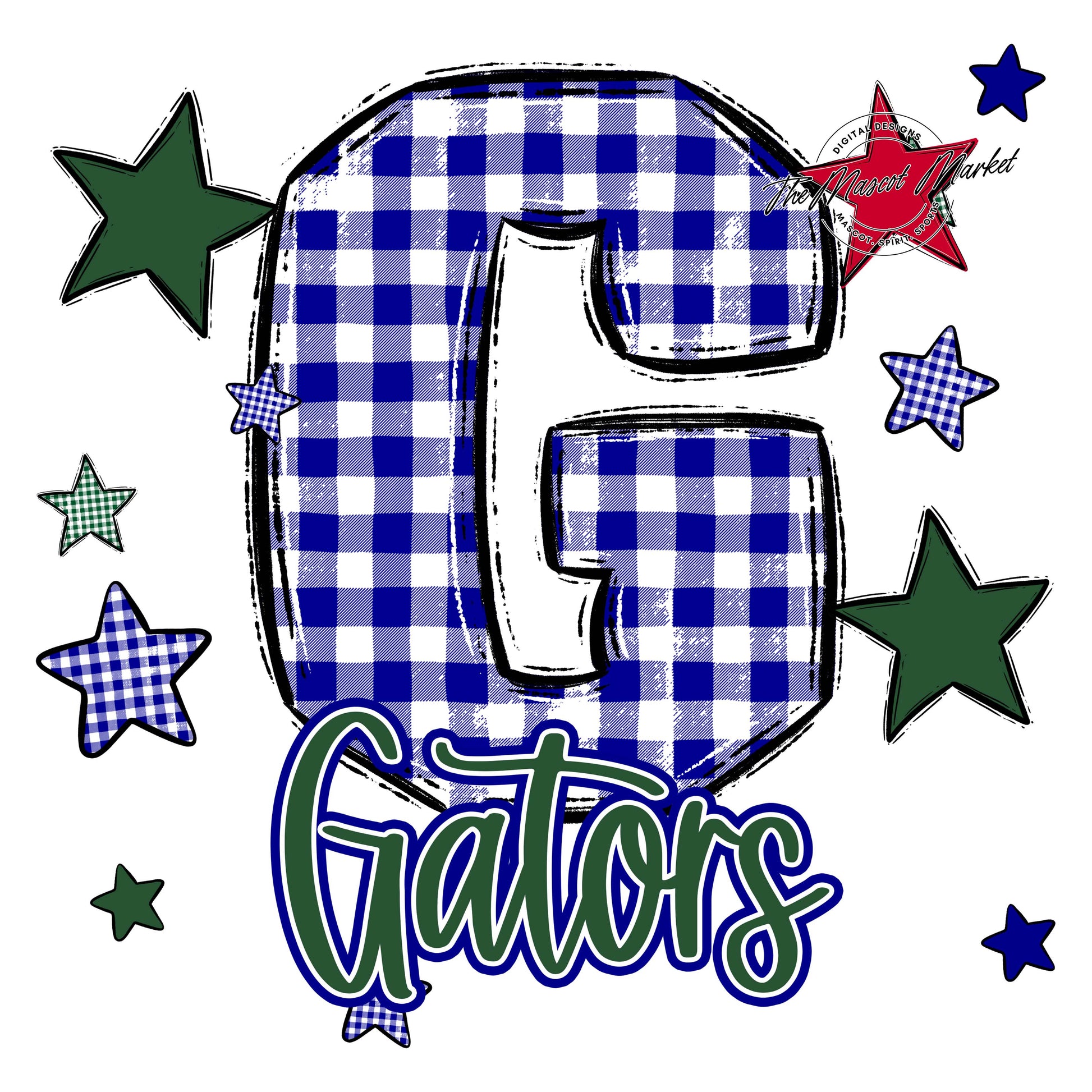 Gators Plaid Star Design-Blue & Green