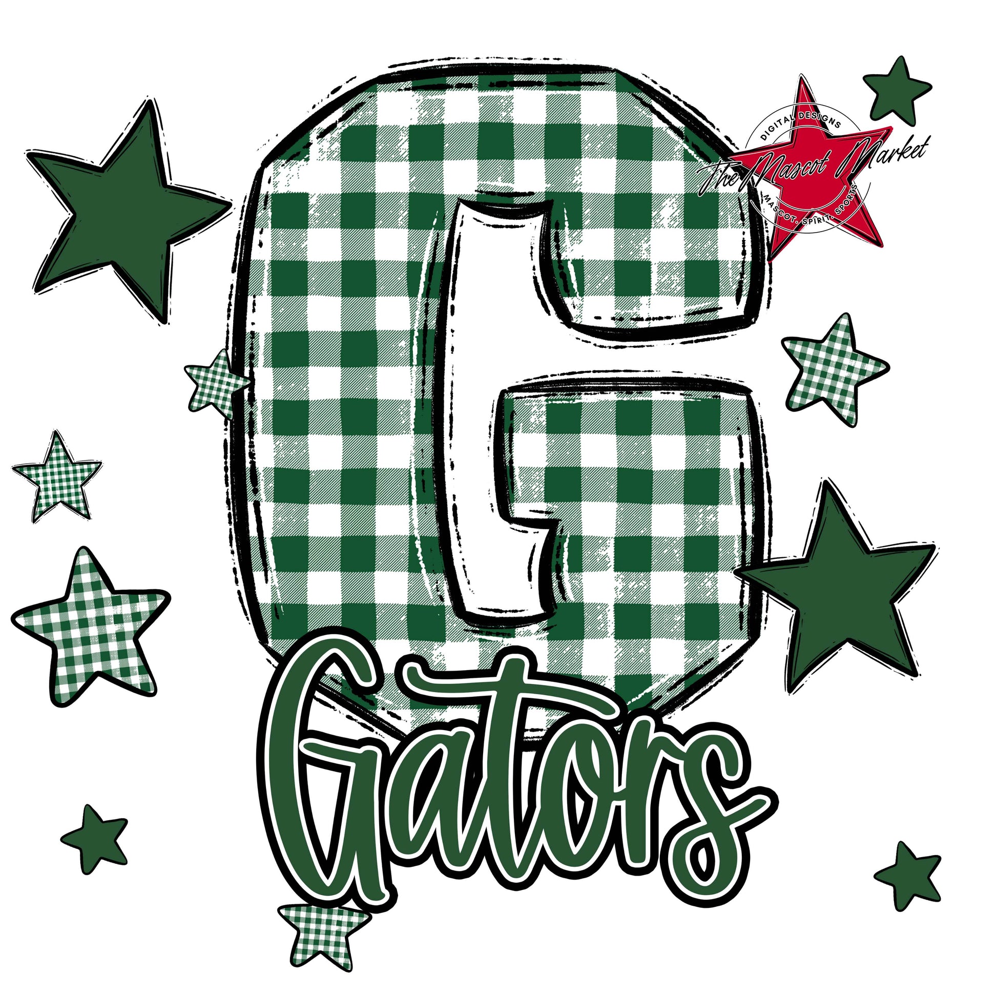 Gators Plaid Star Design-Green