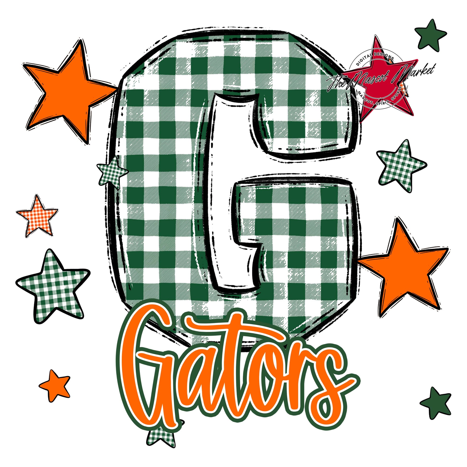 Gators Plaid Star Design-Green & Orange