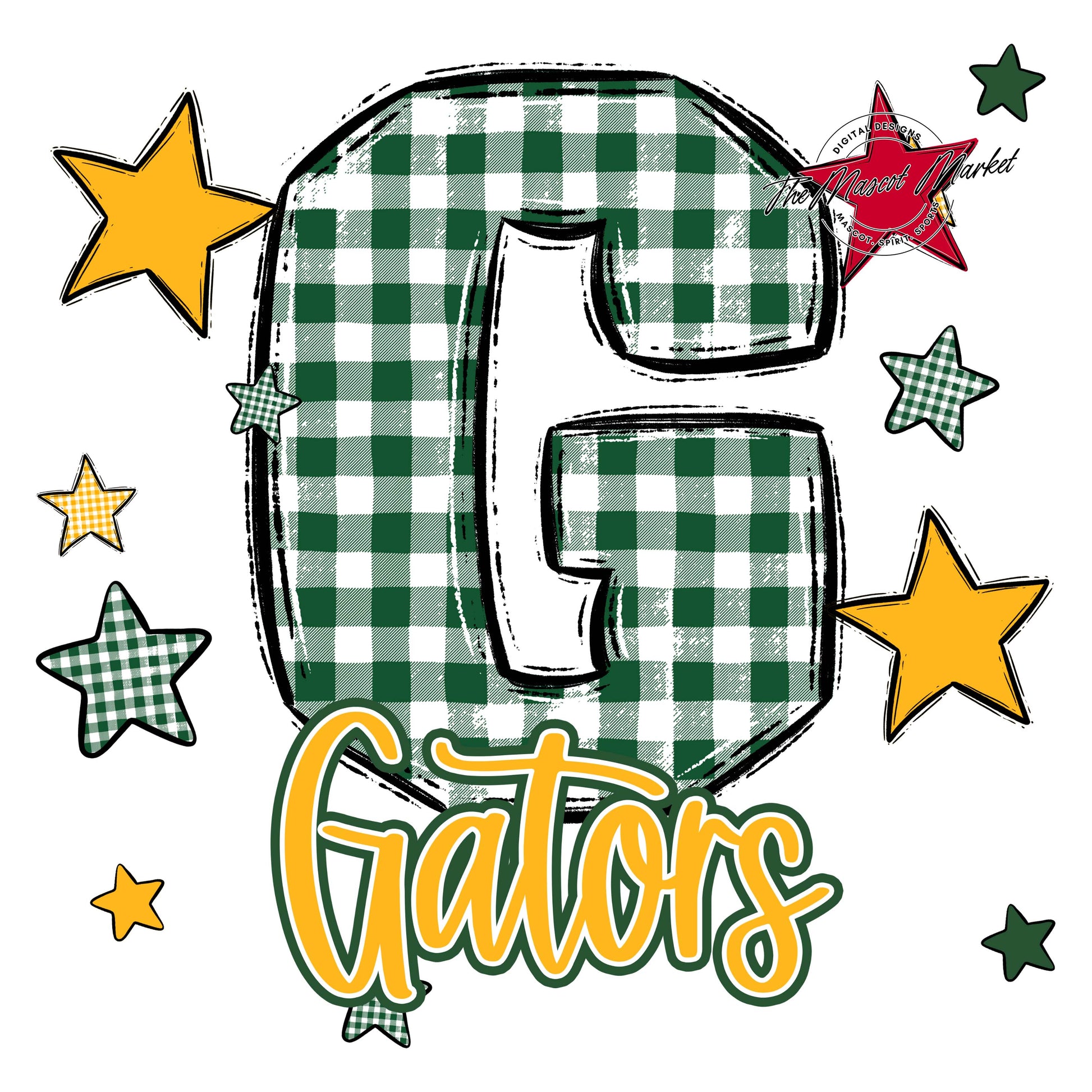 Gators Plaid Star Design-Green & Yellow
