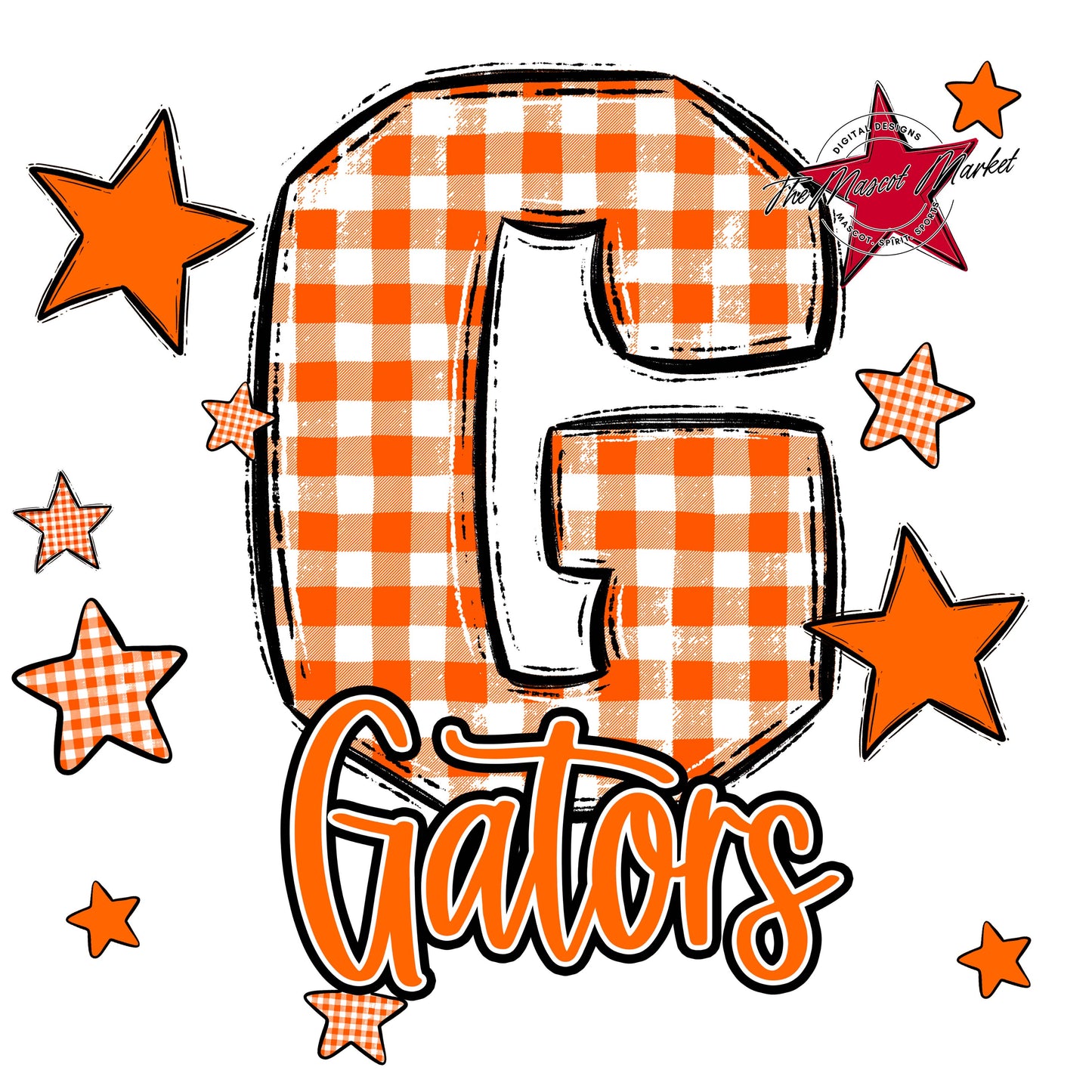 Gators Plaid Star Design-Orange