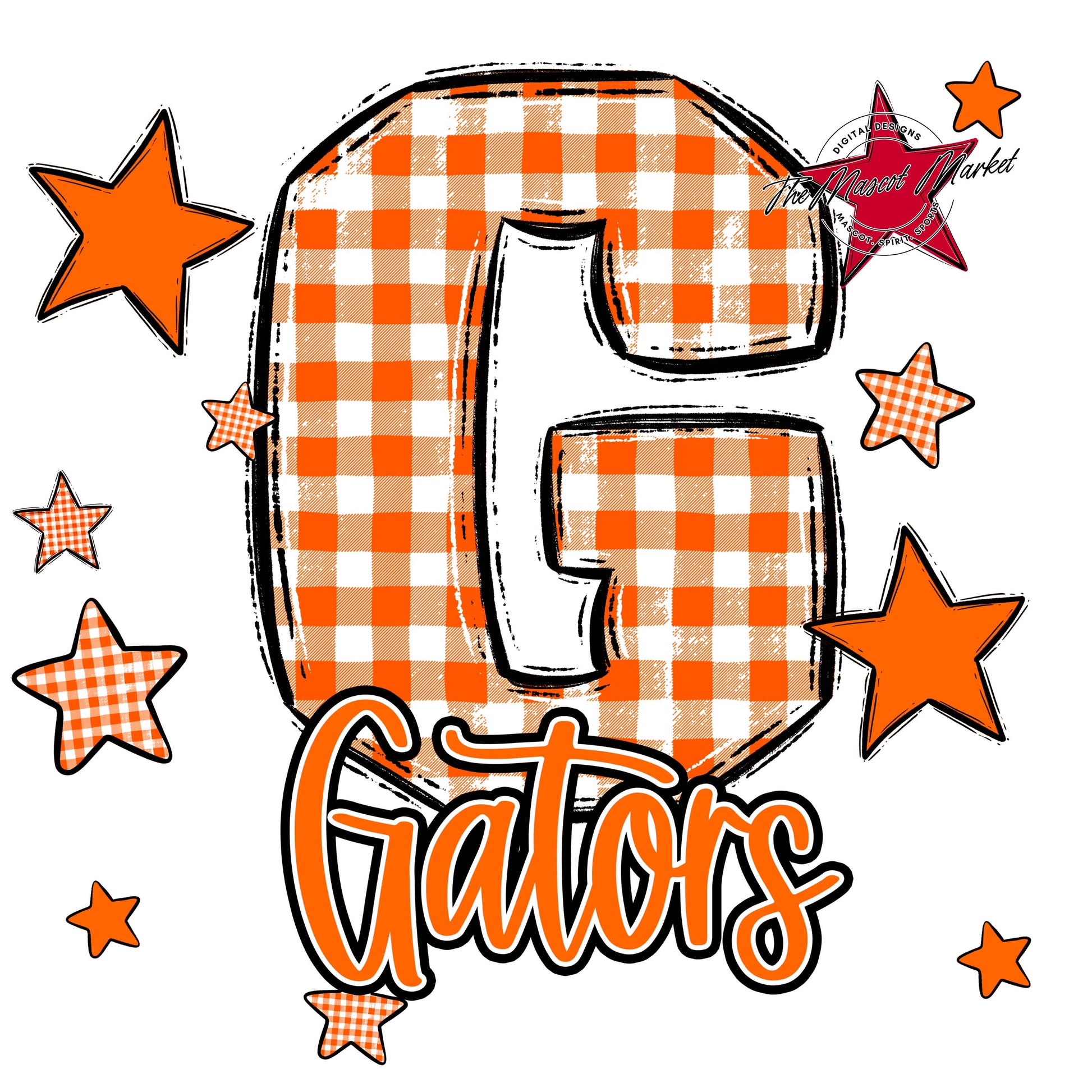 Gators Plaid Star Design-Orange
