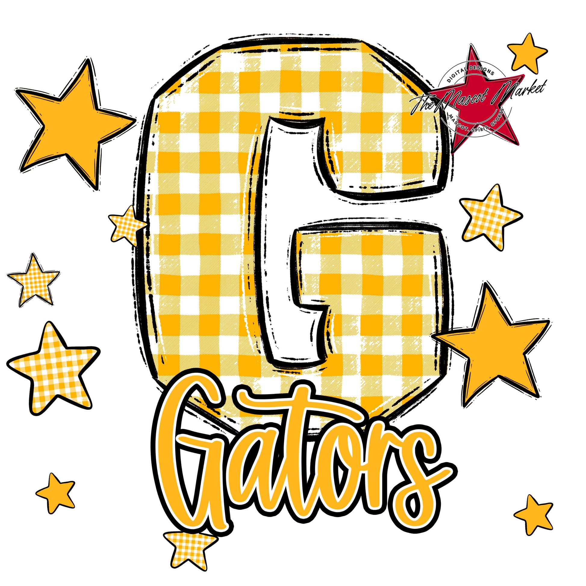 Gators Plaid Star Design-Yellow