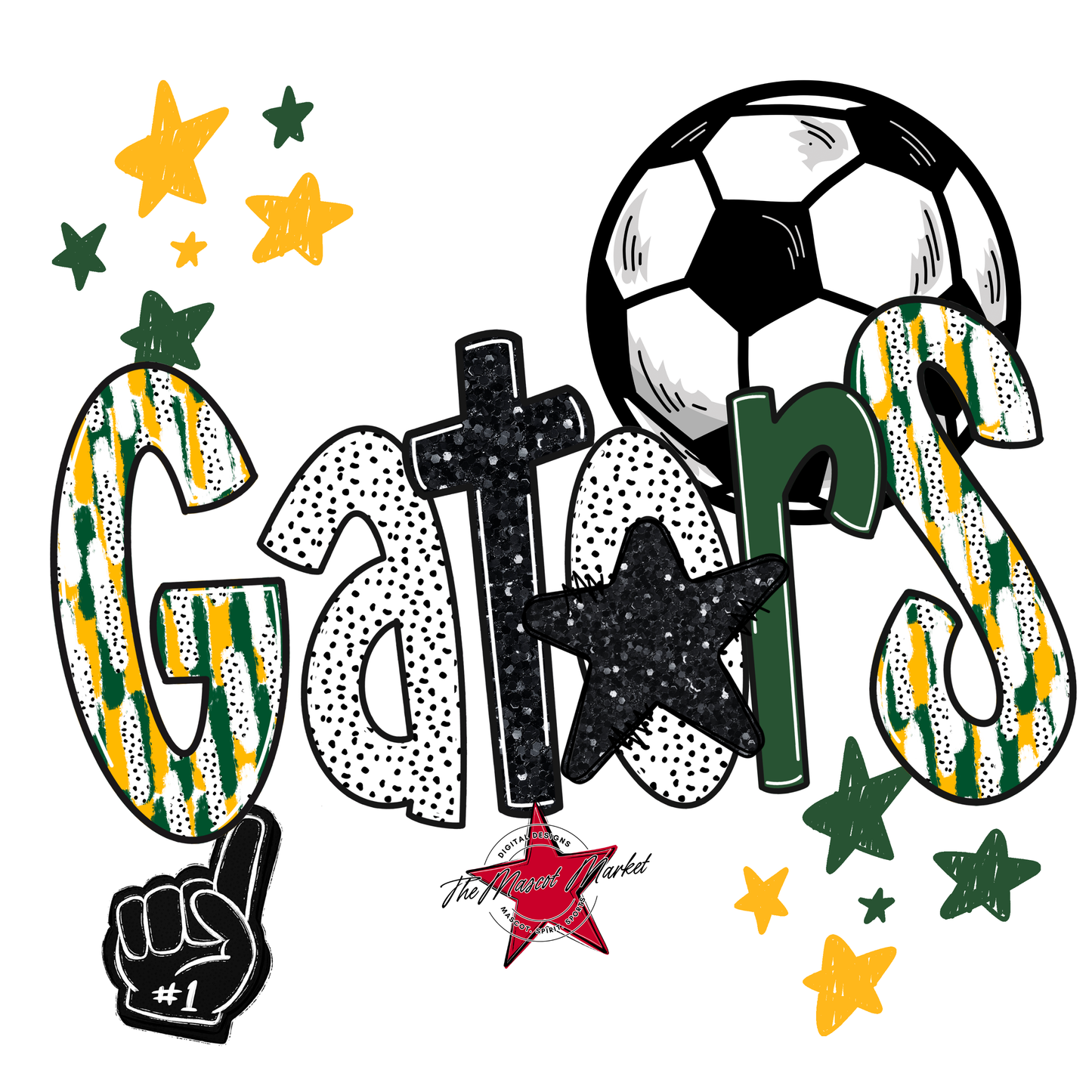 Gators Soccer Scrape-Green-Yellow