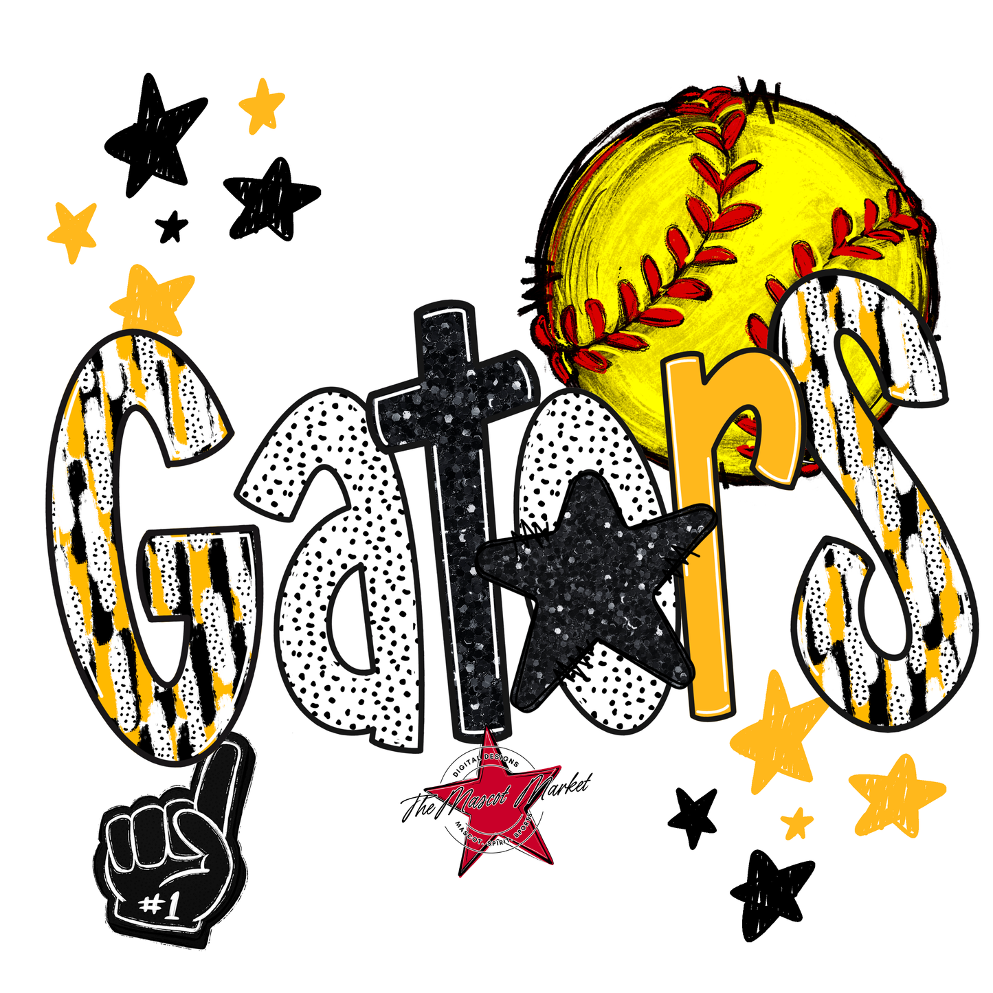 Gators Softball Scrape-Yellow