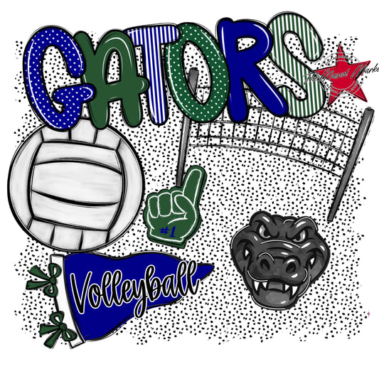 Gators Volleyball Spirit-Blue & Green
