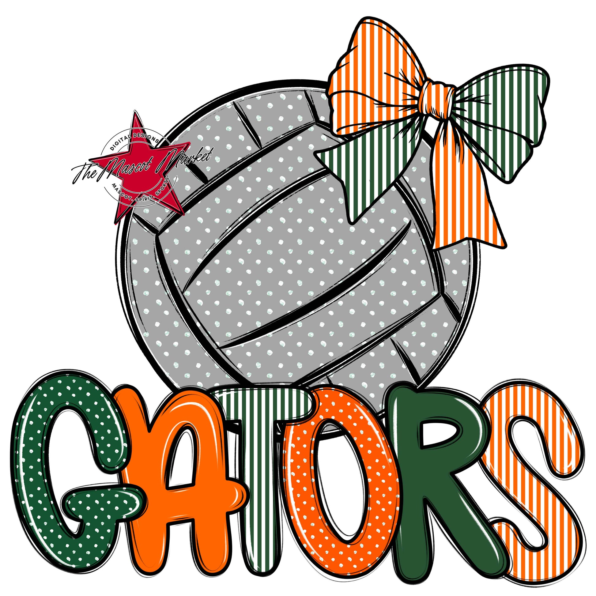 Gators Volleyball Spirit Design-Green & Orange