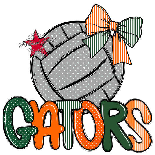 Gators Volleyball Spirit Design-Green & Orange
