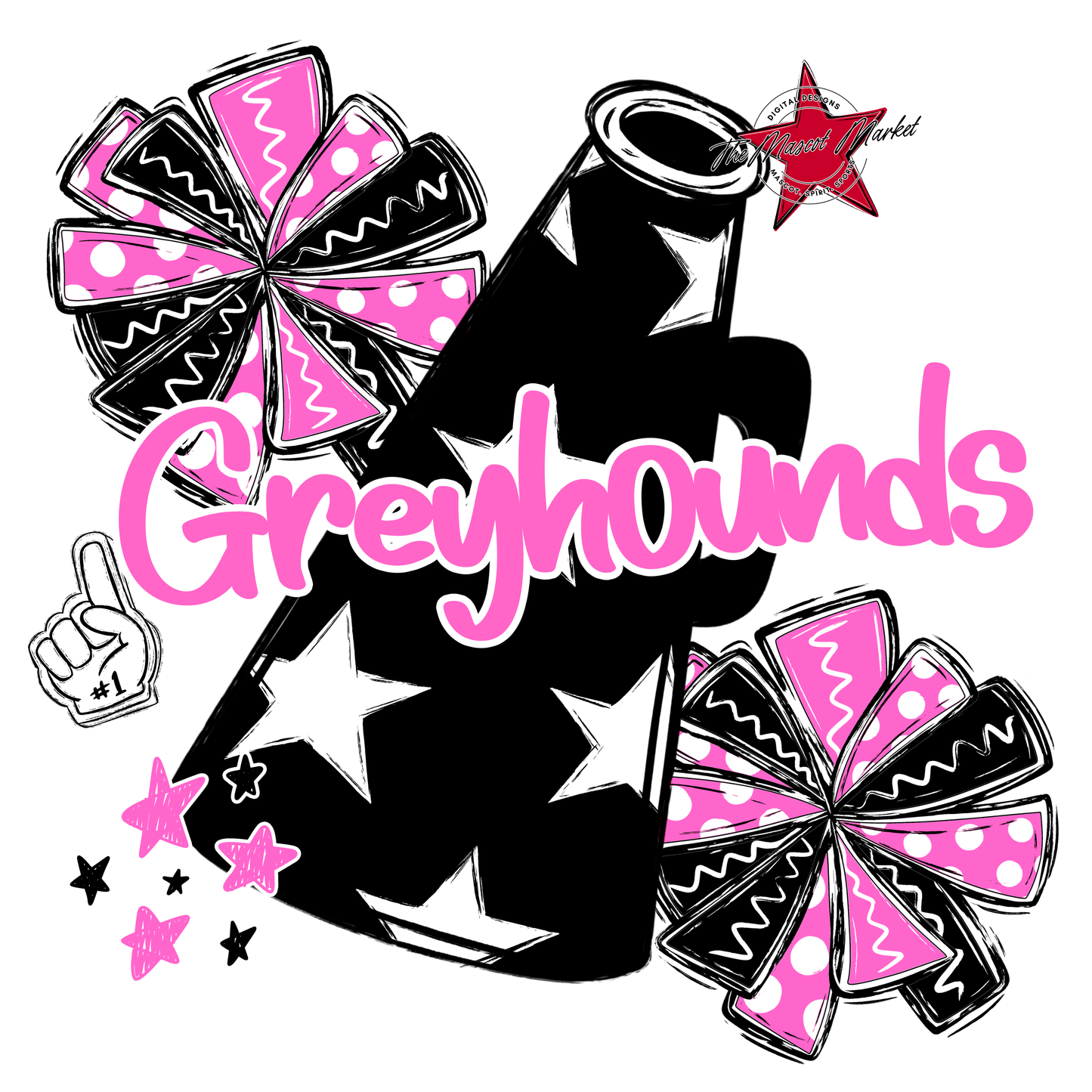 Greyhounds Alpha Megaphone Design-Baby Pink