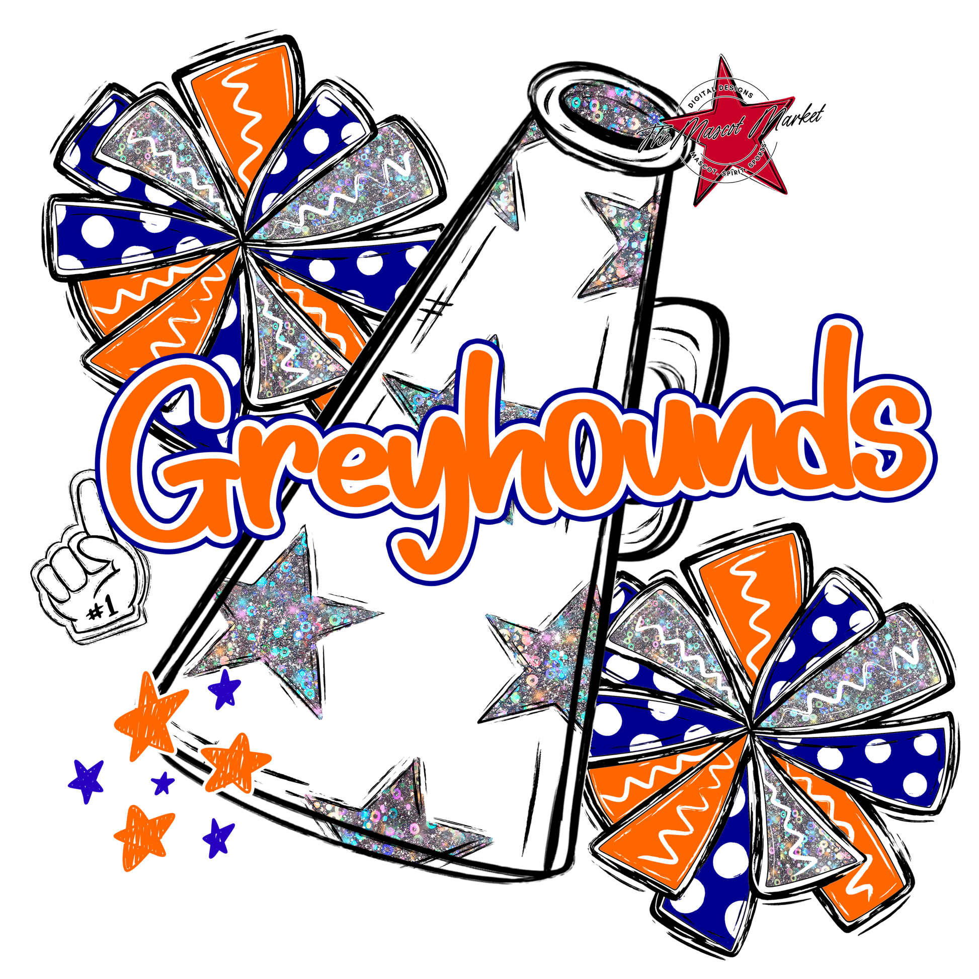 Greyhounds Alpha Megaphone Design-Blue-Orange