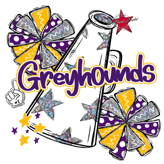 Greyhounds Alpha Megaphone Design-Purple-Yellow