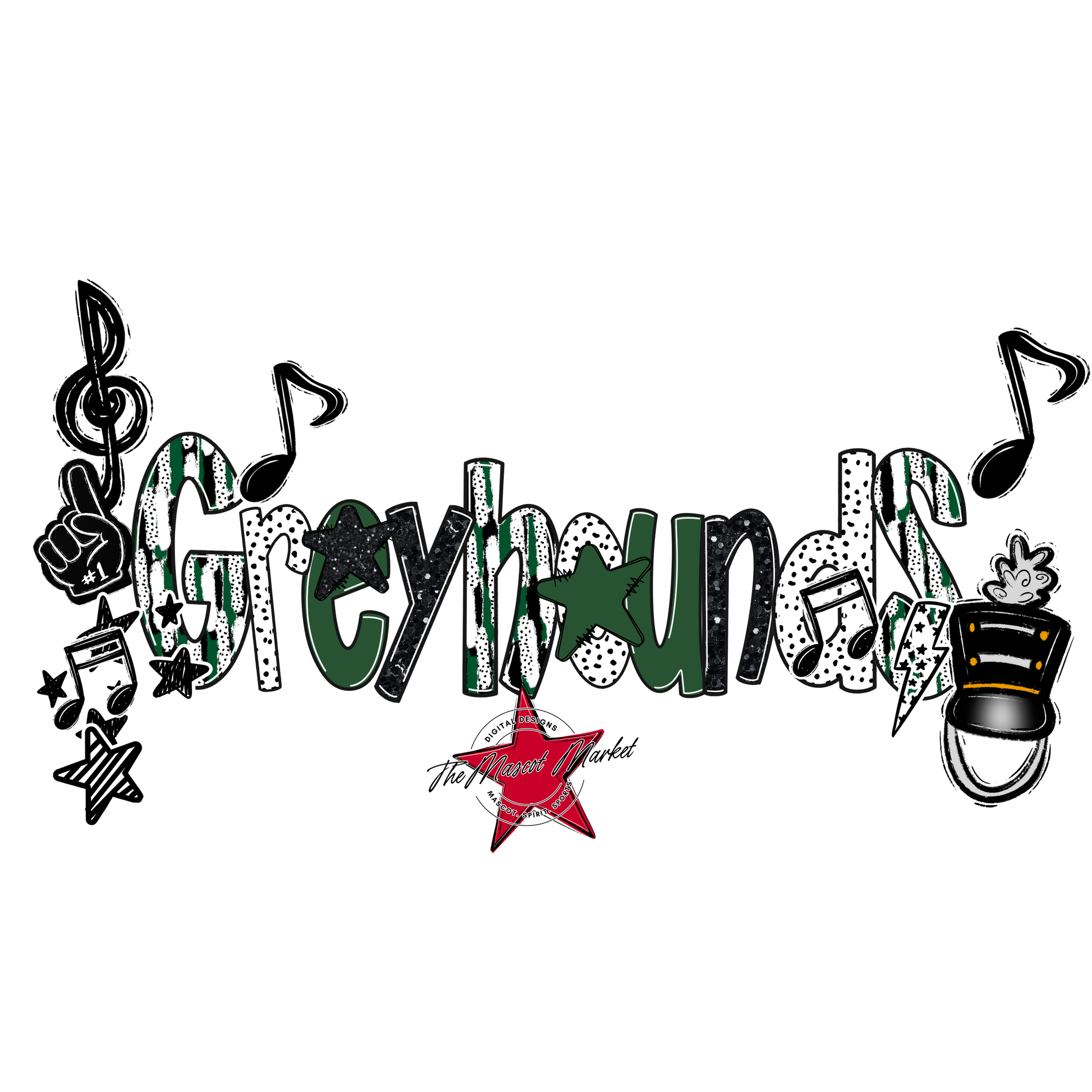 Greyhounds Band Scrape-Green