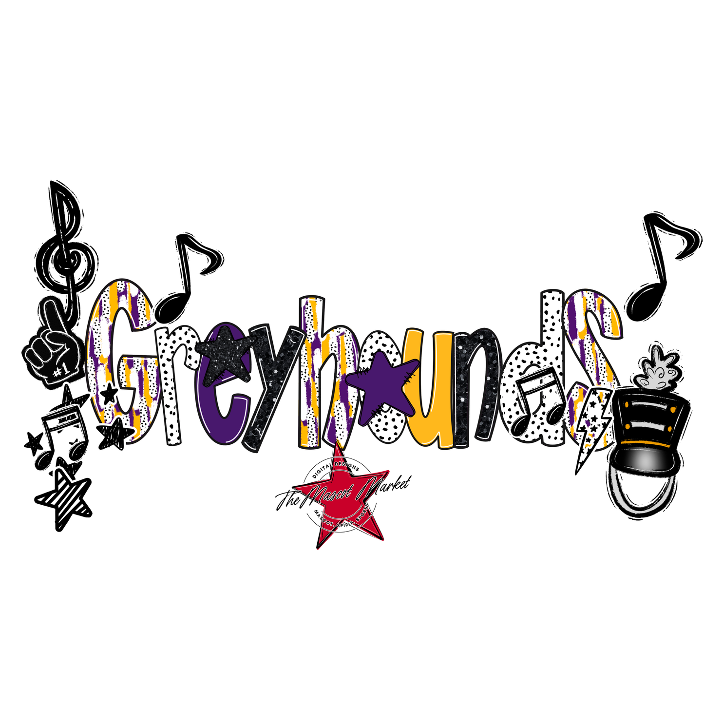 Greyhounds Band Scrape-Purple-Yellow