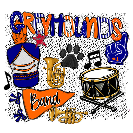 Greyhounds Band Spirit-Blue & Orange