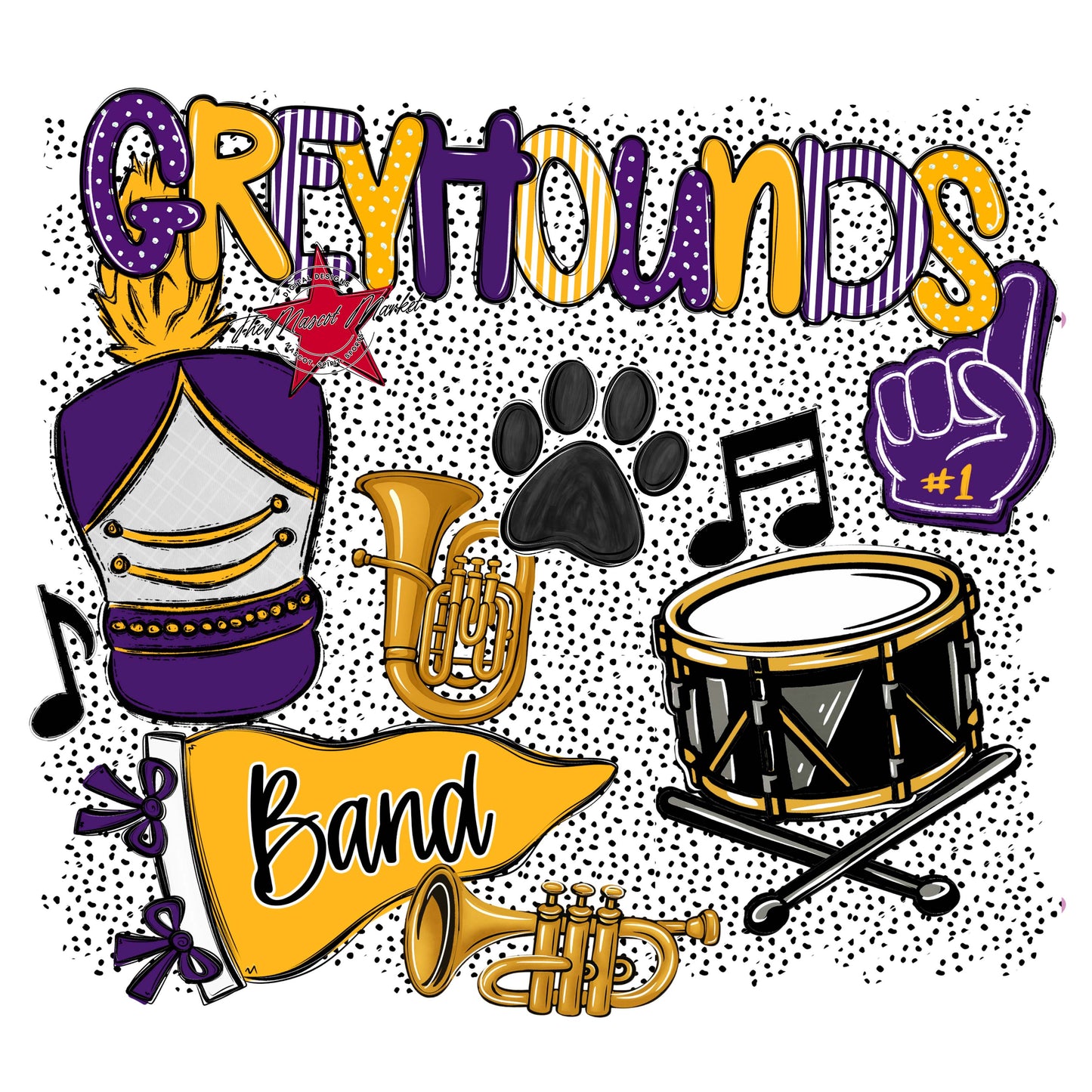 Greyhounds Band Spirit-Purple & Yellow