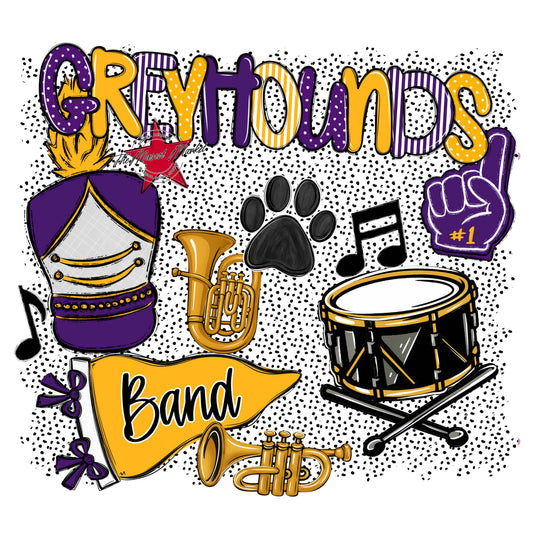 Greyhounds Band Spirit-Purple & Yellow