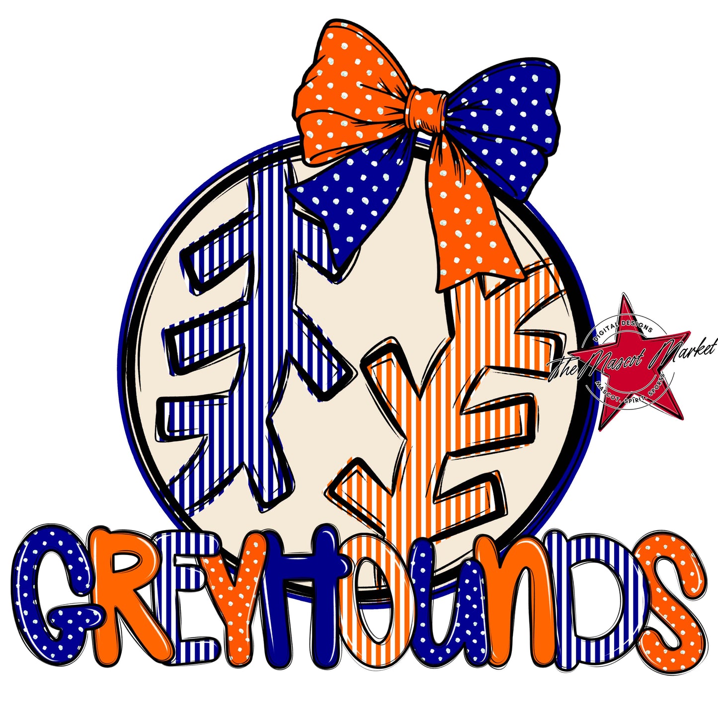 Greyhounds Baseball-Softball Spirit Design-Blue & Orange