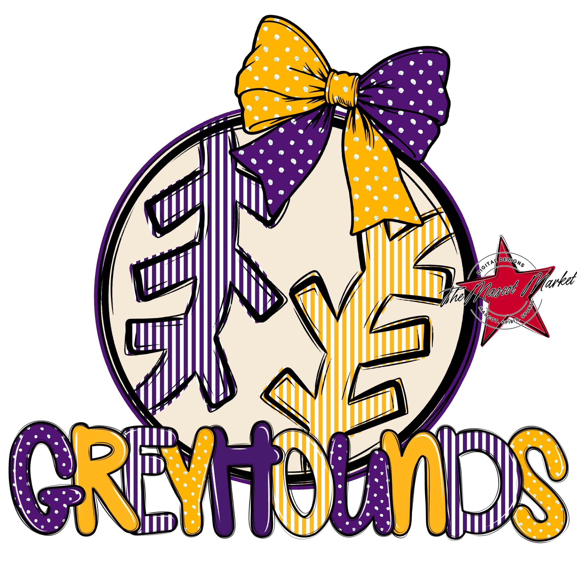Greyhounds Baseball-Softball Spirit Design-Purple & Yellow