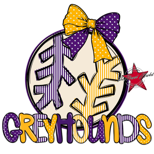 Greyhounds Baseball-Softball Spirit Design-Purple & Yellow