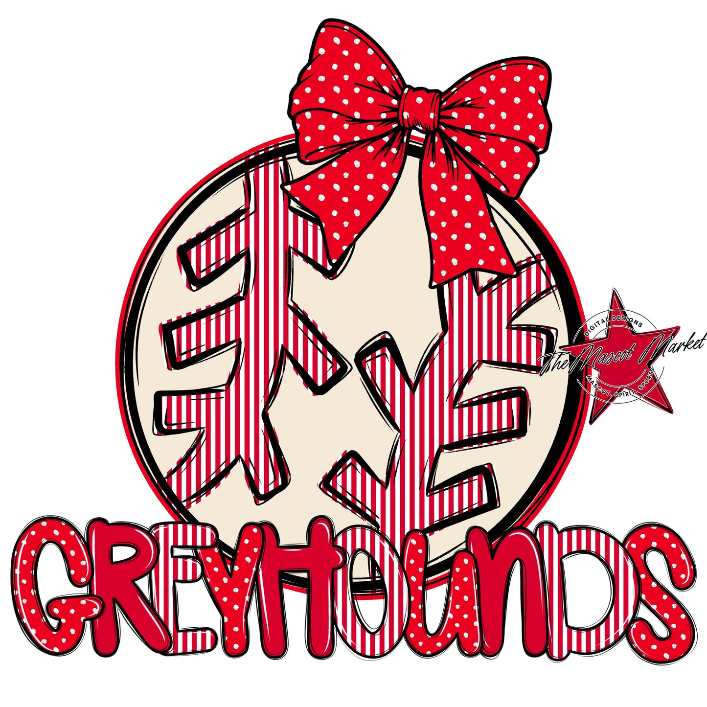 Greyhounds Baseball-Softball Spirit Design-Red