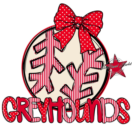 Greyhounds Baseball-Softball Spirit Design-Red