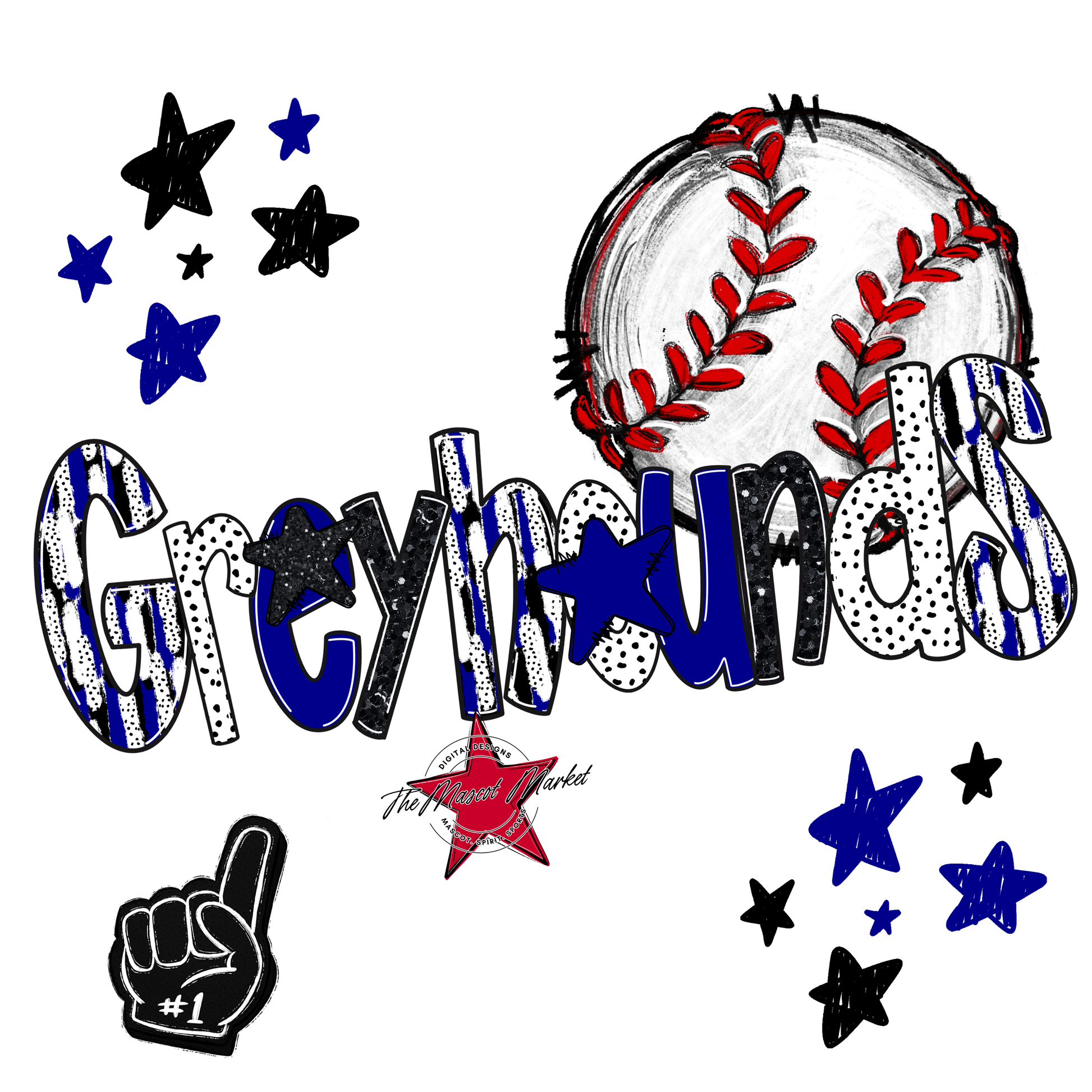Greyhounds Baseball Scrape-Blue