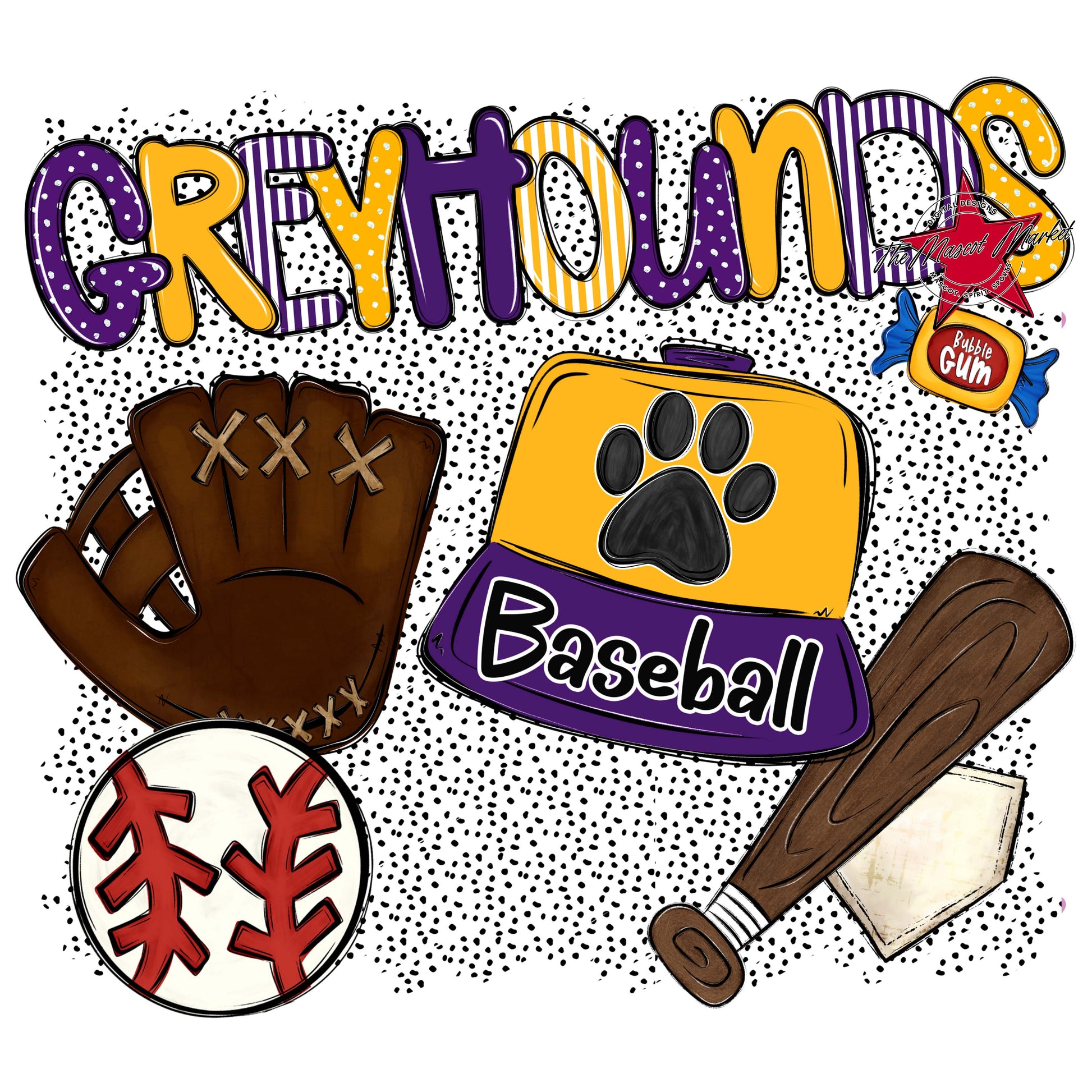 Greyhounds Baseball Spirit-Purple & Yellow