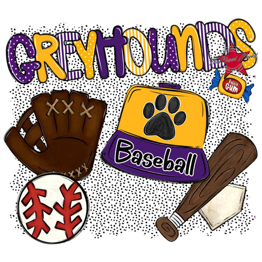 Greyhounds Baseball Spirit-Purple & Yellow