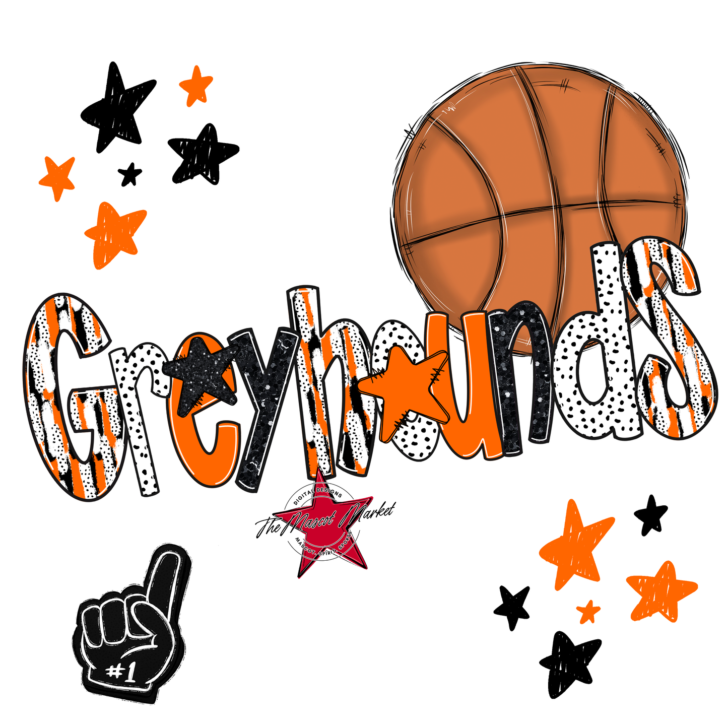 Greyhounds Basketball Scrape-Orange