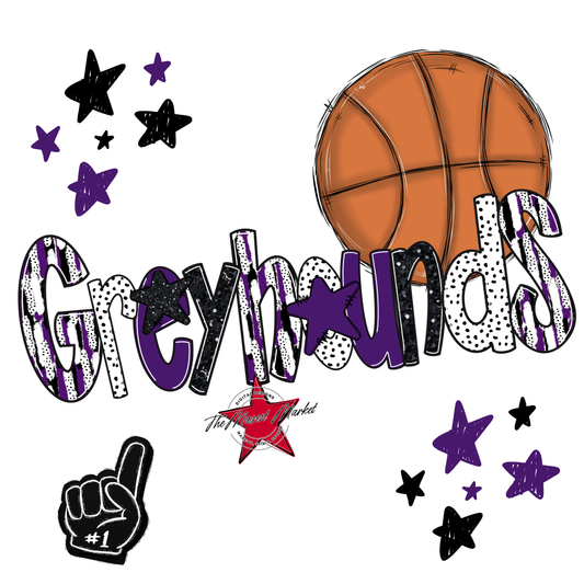 Greyhounds Basketball Scrape-Purple