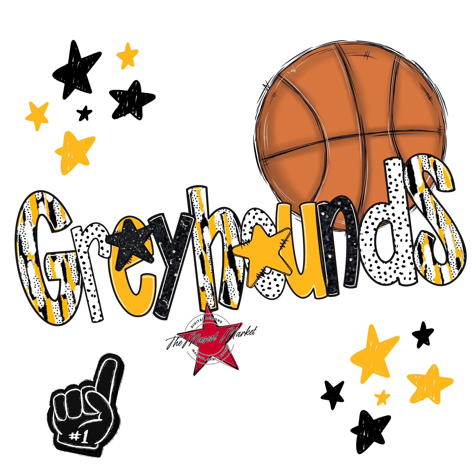 Greyhounds Basketball Scrape-Yellow
