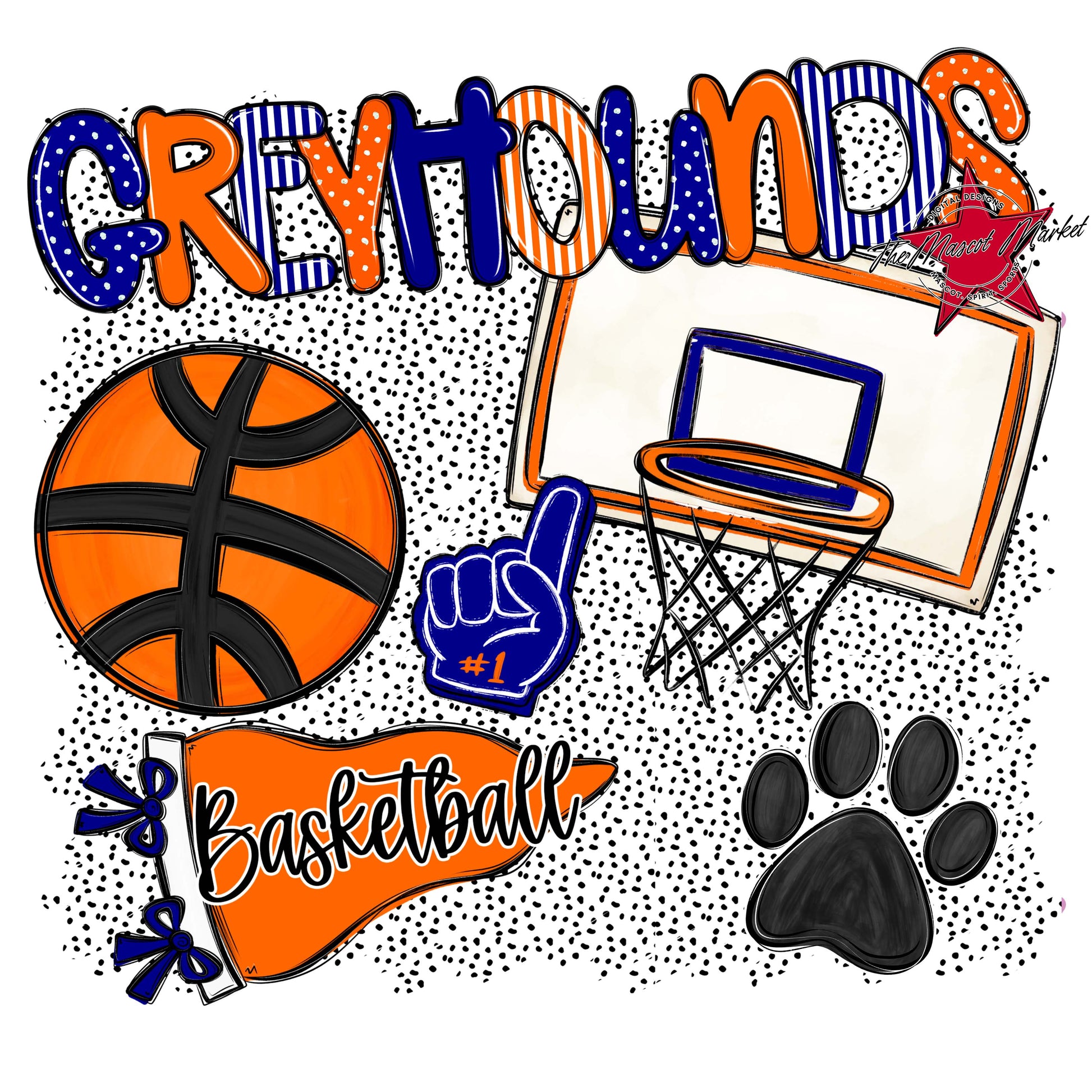 Greyhounds Basketball Spirit-Blue & Orange