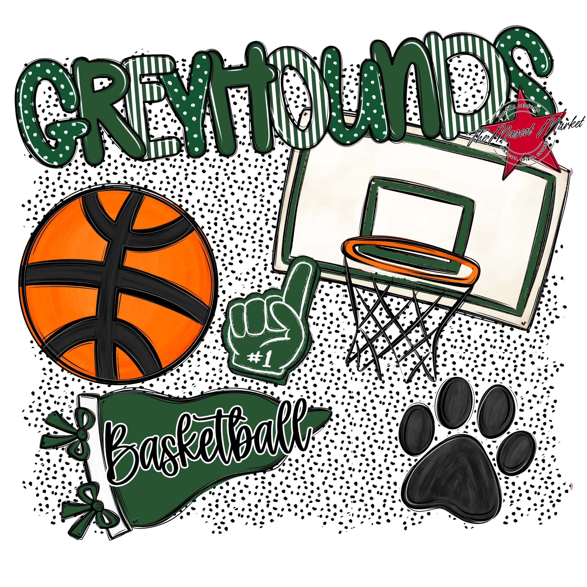 Greyhounds Basketball Spirit-Green