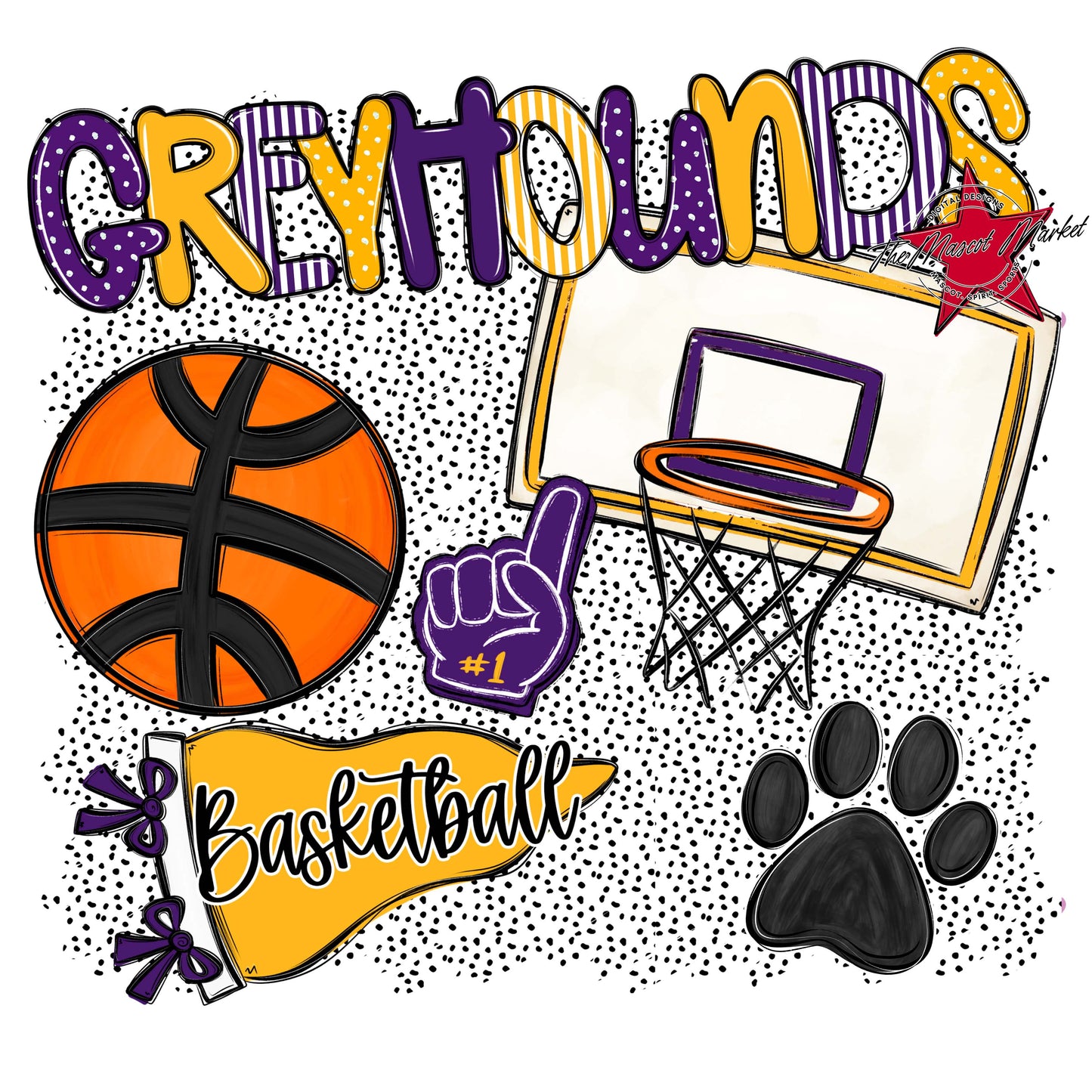 Greyhounds Basketball Spirit-Purple & Yellow