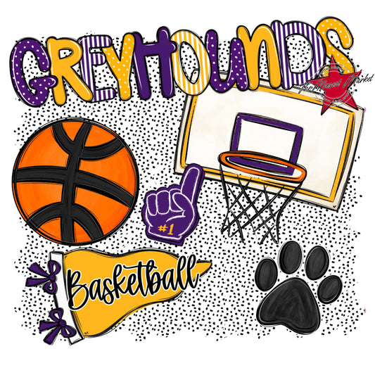 Greyhounds Basketball Spirit-Purple & Yellow