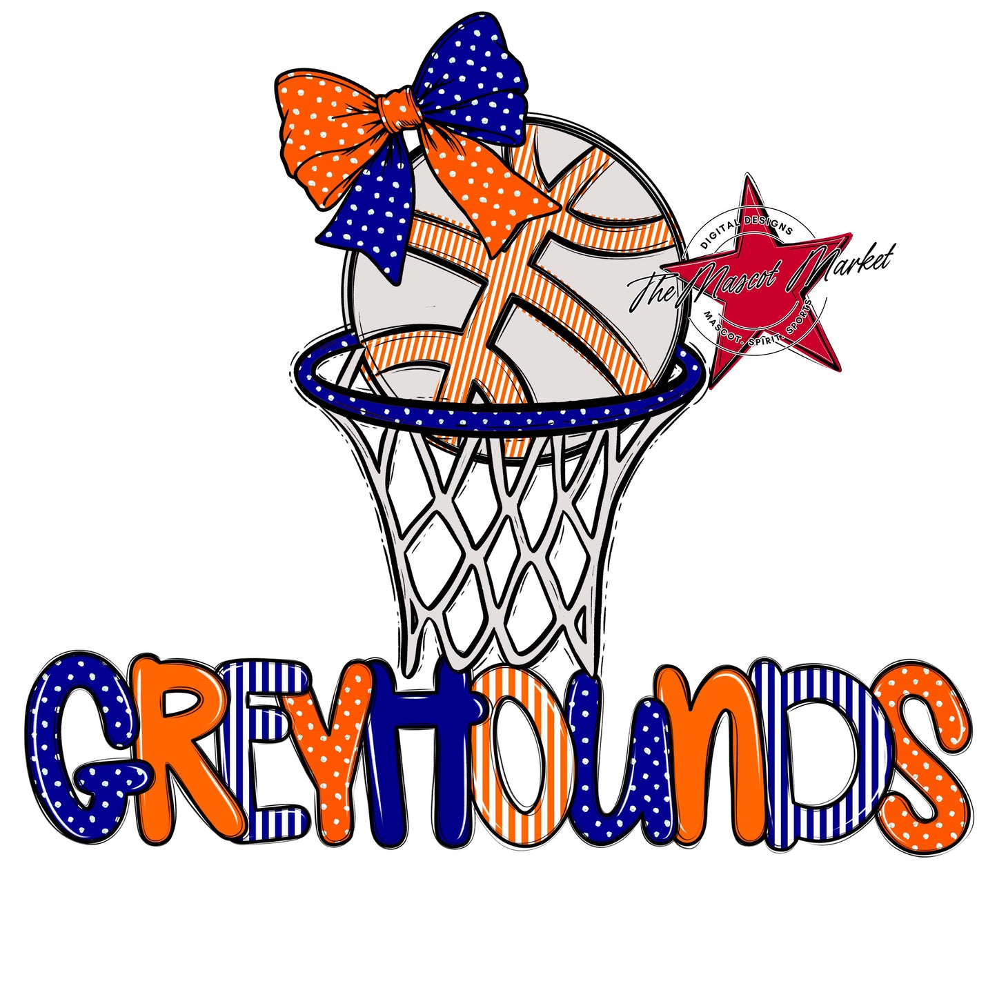 Greyhounds Basketball Spirit Design-Blue & Orange