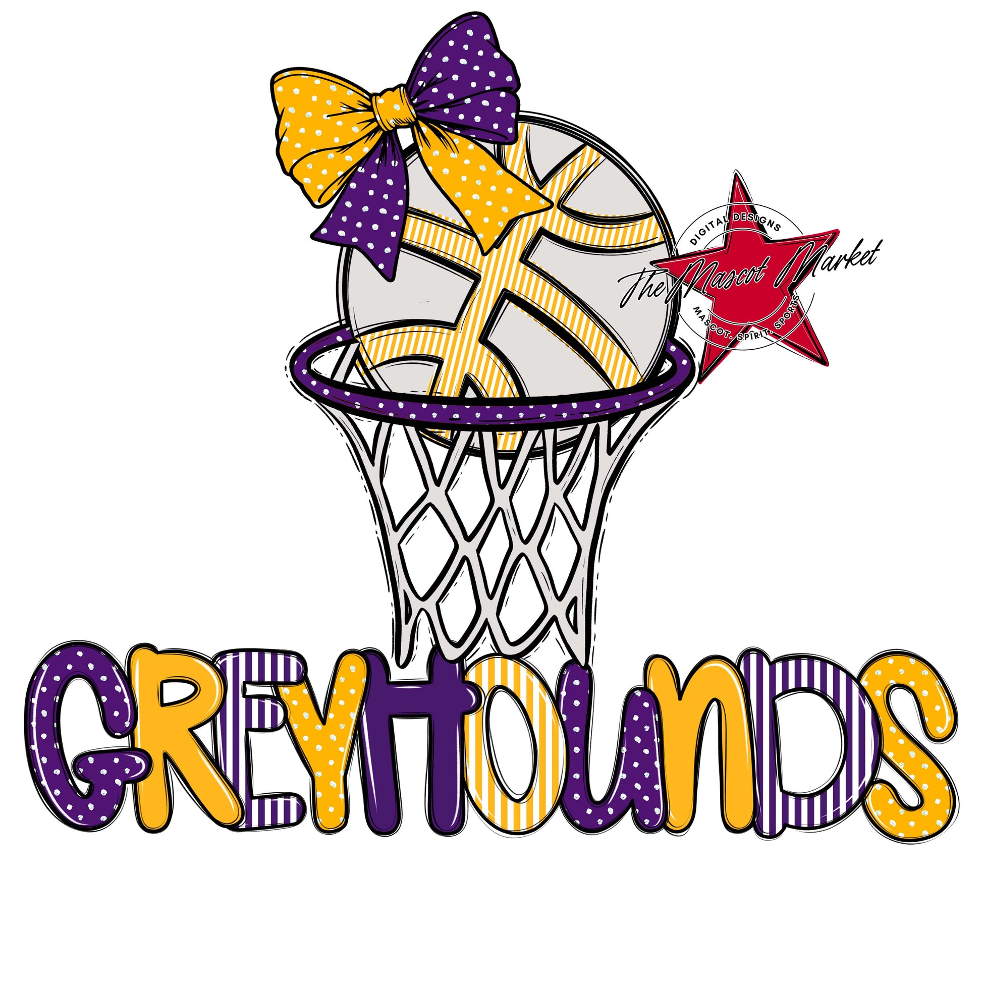 Greyhounds Basketball Spirit Design-Purple & Yellow
