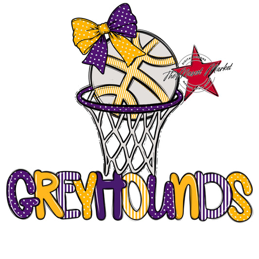 Greyhounds Basketball Spirit Design-Purple & Yellow