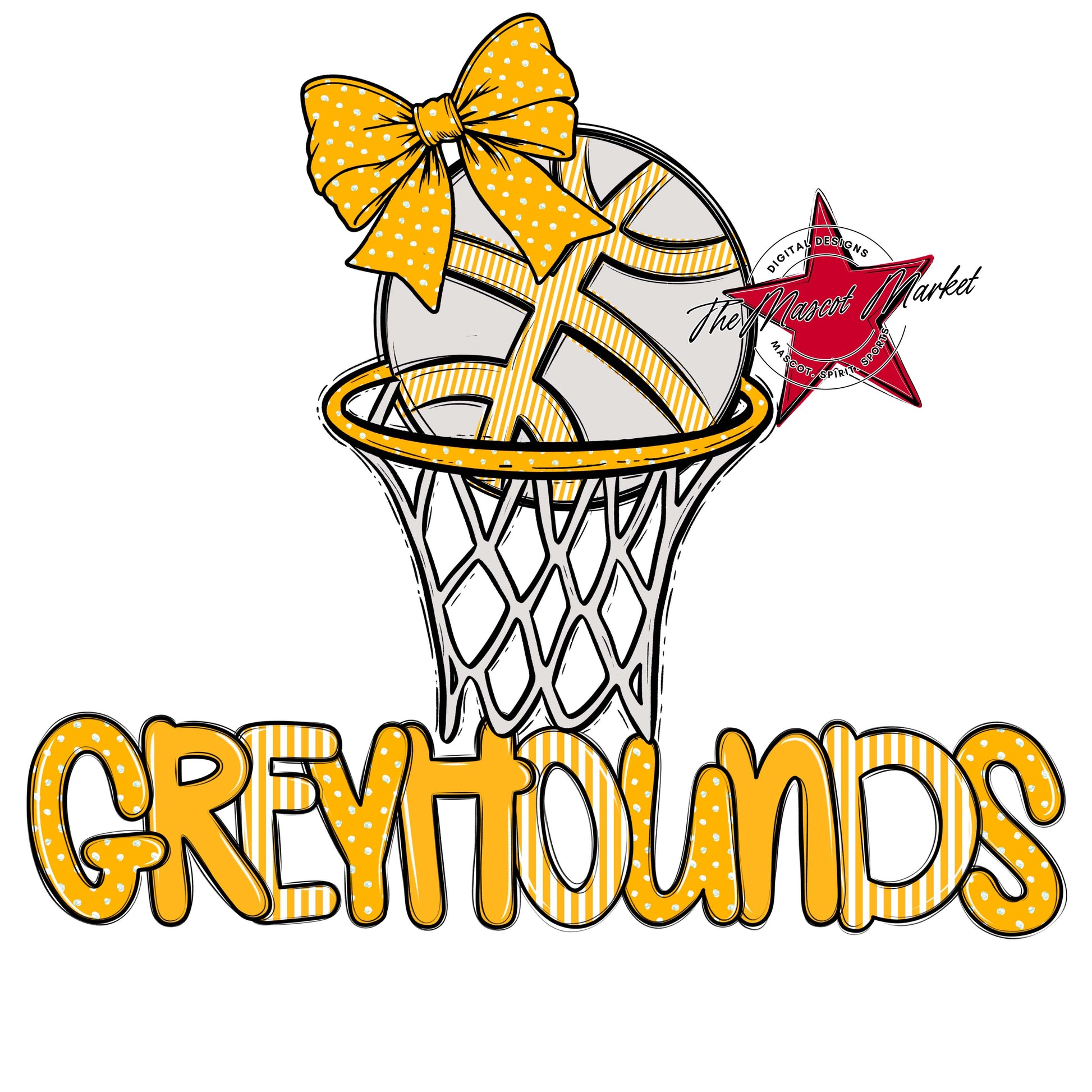 Greyhounds Basketball Spirit Design-Yellow