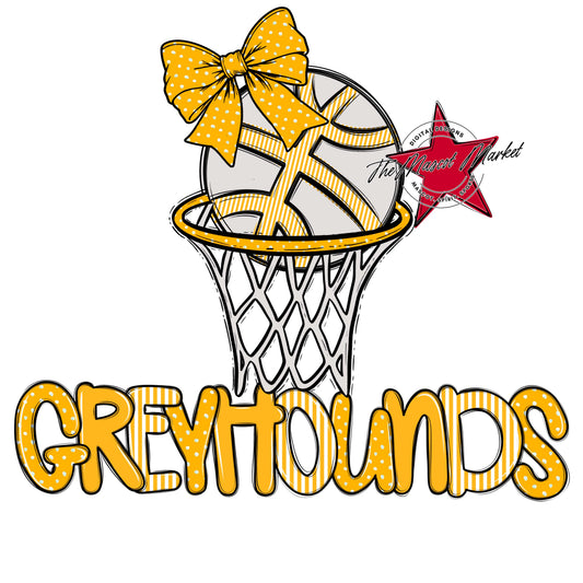 Greyhounds Basketball Spirit Design-Yellow
