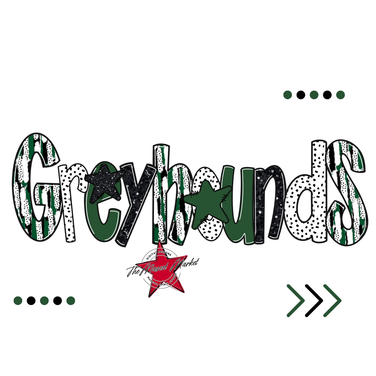 Greyhounds Brushstroke Alpha w Arrows-Green