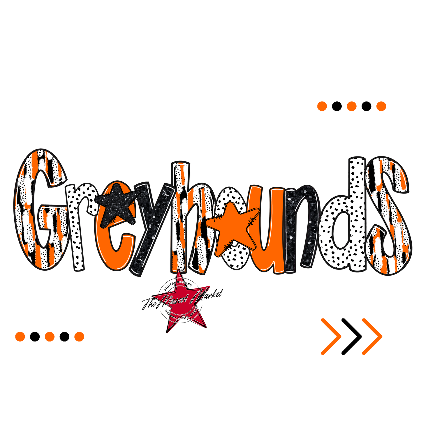 Greyhounds Brushstroke Alpha w Arrows-Orange