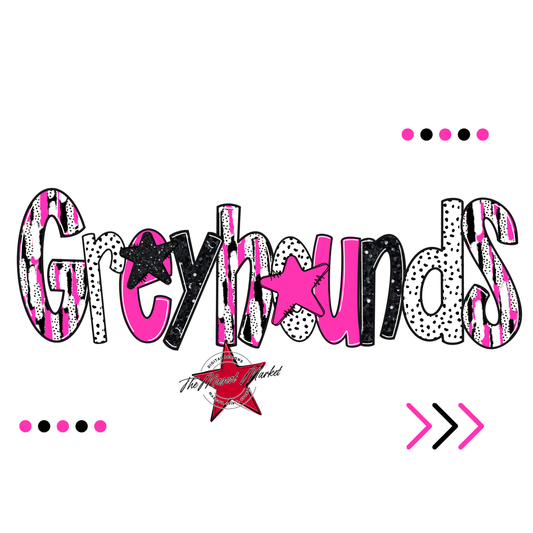 Greyhounds Brushstroke Alpha w Arrows-Pink