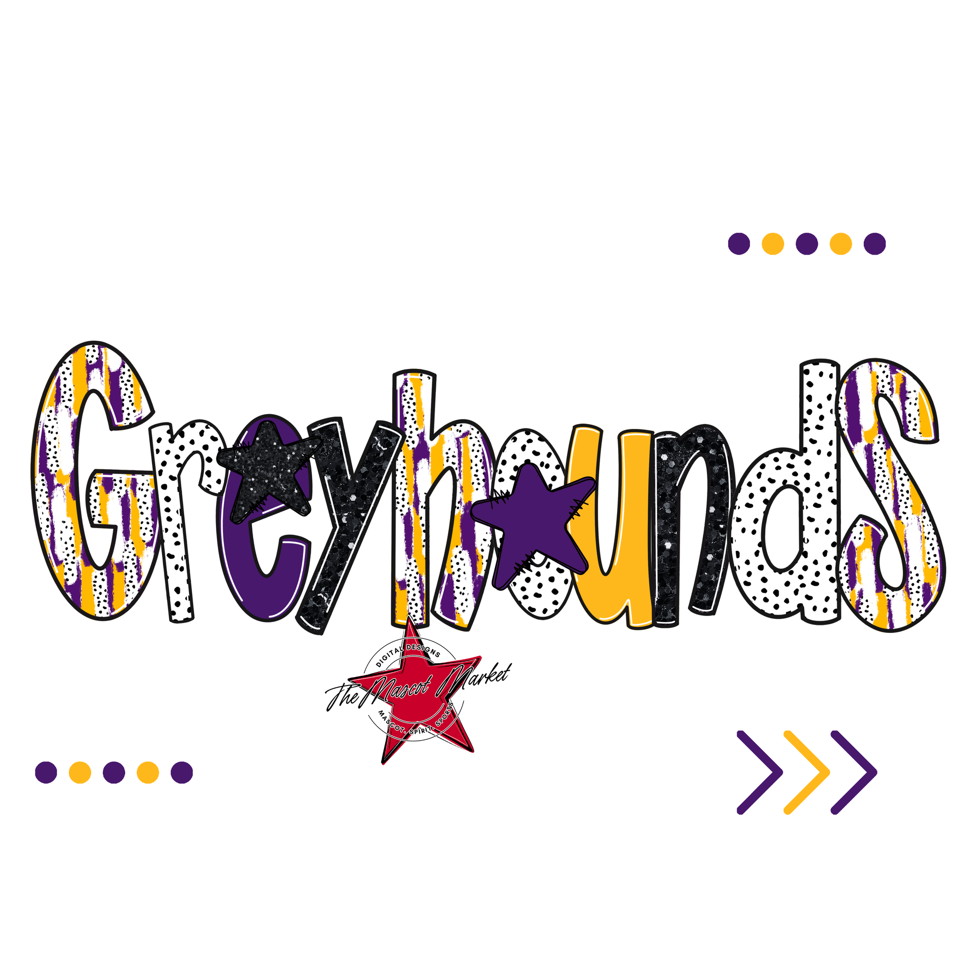 Greyhounds Brushstroke Alpha w Arrows-Purple-Yellow