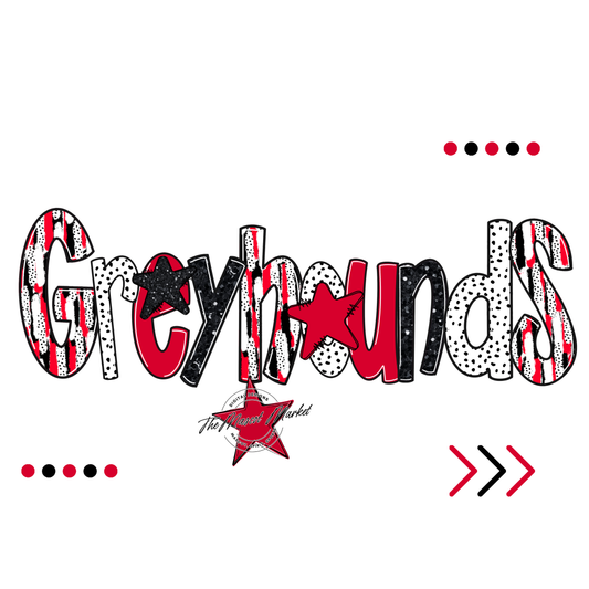 Greyhounds Brushstroke Alpha w Arrows-Red
