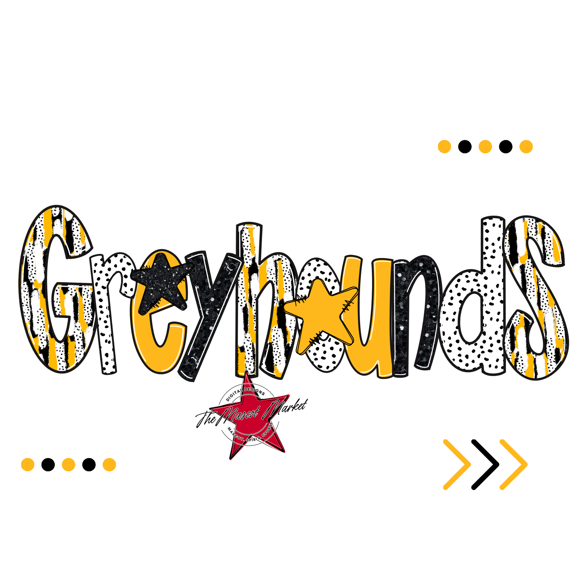 Greyhounds Brushstroke Alpha w Arrows-Yellow